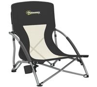 Outsunny Lot de 2 Chaises de Plage Pliable Légère 2,2 kg Noir | Chaises Camping, Dossier en Maille, Sac de Transport, Porte-Gobelet, Jardin, Pique-Nique, Festival, Voyage