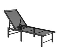 Outsunny Lot de 2 chaises longues de jardin inclinables à 5 niveaux réglables avec siège en textilène, cadre en acier pour terrasse, plage, noir