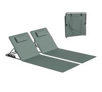Outsunny Lot de 2 chaises longues pliables, transats pliables portables avec dossier réglable à 4 niveaux, appui-tête et poche latérale, chaises de jardin pour jardin, terrasse, gris