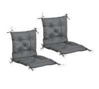 Outsunny Lot de 2 Coussins de Chaise d'Extérieur Dossier et Attaches, Gris | Galette de Chaise, Coussins de Jardin, pour Terrasse ou Balcon, 98x50x8cm