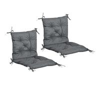 Outsunny Lot de 2 Coussins de Chaise d'extérieur, Galette de Chaise avec Attaches, Coussins de Jardin pour terrasse ou Balcon, 98 x 50 x 8 cm, Gris