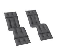 Outsunny Lot de 2 coussins de chaise longue coussin bain de soleil épais, confortable - 6 attaches, 190 x 56 x 10 cm, gris foncé