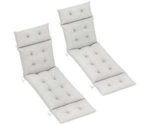 Outsunny Lot de 2 Coussins de Chaise Longue Épais 190x56x10 cm Gris Clair | Coussin Bain de Soleil, Confortable et Rembourré, Matelas Transat, avec 6 Attaches