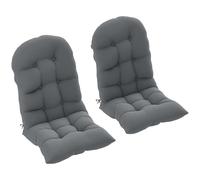 Outsunny Lot de 2 Coussins de Siège pour Chaise Adirondack avec Attaches Sécurisées, Coussin de Chaise Adirondack Design Capitonné, Coussin de Chaise à Aossier Haut Doux et Épais, Gris