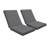 Outsunny Lot de 2 Coussins d'extérieur pour Fauteuil Chaise à Dossier avec Attaches Rembourrage 8 cm, dim. 112L x 51l cm, Gris foncé