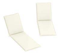 Outsunny Lot de 2 coussins pliables pour chaises longues de jardin extérieur 193 x 58 x 6 cm avec sangles de fixation Protection UV Résistant aux éclaboussures Crème