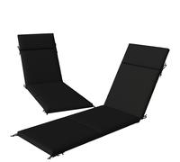 Outsunny Lot de 2 coussins pour chaises d'extérieur avec 6 attaches de fixation pour chaises longues bain de soleil jardin patio, 183x54x6.5 cm, UV30+, Noir et Blanc