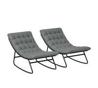 Outsunny - Lot de 2 fauteuils à bascule extérieur, coussins épais, siège textilène, cadre acier, gris