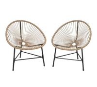 Outsunny Lot de 2 Fauteuils de Jardin Acapulco 120 kg 72x68x81cm Naturel