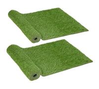 Outsunny Lot de 2 gazons synthétiques artificiels Moquette extérieure intérieure 3L x 1l m Herbes Hautes denses 2,5 cm Vert