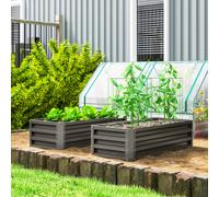 Outsunny Lot de 2 grandes jardinières extérieures en acier galvanisé Potagers urbains pour terrasse jardin 110x50x30 cm gris