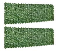 Outsunny Lot de 2 Haies Artificielles Brise-Vue 3x1m Vert