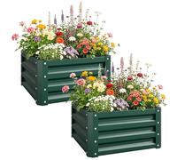 Outsunny Lot de 2 Jardinières Surélevées Acier Galvanisé 60x60x30,5cm Vert