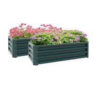 Outsunny Lot de 2 jardinières surélevées avec cadre en acier galvanisé pour cultiver des légumes, des fleurs et des herbes aromatiques Vert 110 x 50 x 30 cm