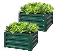 Outsunny Lot de 2 jardinières surélevées, carre potager de jardin pour légumes, fleurs, acier galvanisé 60 x 60 x 30,5 cm, vert