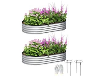 Outsunny Lot de 2 Jardinières Surélevées Galvanisées en Acier 152x91x30cm