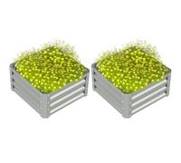 Outsunny Lot de 2 jardinières surélevées pour l'extérieur avec cadre en acier galvanisé pour cultiver des légumes, des fleurs et des herbes aromatiques, 60 x 60 x 30,5 cm, gris clair