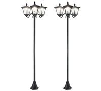 Outsunny Lot de 2 Lampadaires de Jardin Extérieur 182,5H cm, Nor | LED Solaire, avec Capteurs, 3 Abat-Jours, IP44