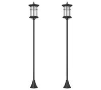 Outsunny Lot de 2 lampadaires solaires LED d'extérieur étanches IP44 pour terrasse, Jardin, allée, Blanc Froid 1,8 m