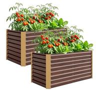 Outsunny Lot de 2 Lits de Jardin Surélevés 120 x 60 x 60 cm Marron