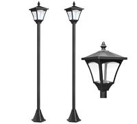 Outsunny Lot de 2 Luminaires Extérieurs Lampadaire sur Pied Solaire Lampadaire Lanterne Classique LED 30 Lm dim. 15L x 15l x 120H cm Noir