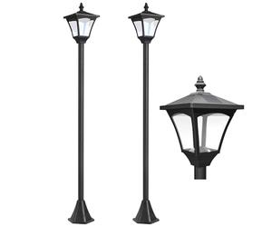 Outsunny Lot de 2 Luminaires Extérieurs Lampadaire sur Pied Solaire Lampadaire Lanterne Classique LED 30 Lm dim. 15L x 15l x 120H cm Noir