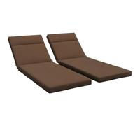 Outsunny Lot de 2 Matelas pour Chaise Longue transat Bain de Soleil avec Sangles d'attache pour Jardin Matelas Uniquement dim.196L x 55l cm Marron