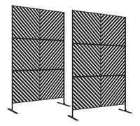 Lot de 2 panneaux brise vue - Outsunny - à motif géométrique ajouré - acier - 122x45x198cm - noir