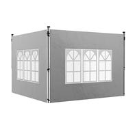 Outsunny Lot de 2 parois latérales pour tonnelle de 3 x 3 m ou 3 x 4 m, Panneau pour pavillon, avec fenêtre, en Tissu Oxford, 295 x 195 cm, Gris Clair