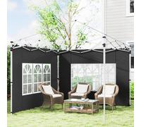 Outsunny Lot de 2 parois latérales pour tonnelle de 3 x 3 m panneau pour pavillon avec fenêtre 295 x 195 cm noir