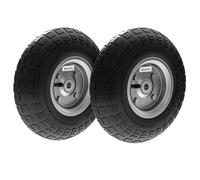 Outsunny Roues de remplacement 255 mm caoutchouc Ø16 mm – Lot de 2 pour chariot/brouette/diable