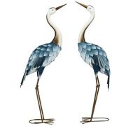 Outsunny Lot de 2 Statues de Jardin Sculpture Grue Oiseau 72,5 à 74 cm | Décoration d'Oiseau Extérieure, en Acier, pour Terrasse Balcon Cour Pelouse