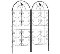 Outsunny Support pour Plantes Grimpantes avec Oiseaux, Lot de 2, Treillis de Jardin, pour Légumes, Vignes, Fleurs, en Métal, 50 x 120 cm, Noir