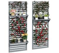 Outsunny Lot de 2 supports muraux pour plantes avec treillis, Gris