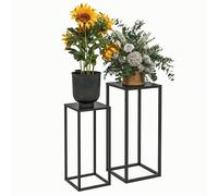 Outsunny Lot de 2 supports pot de fleurs supports pour plantes encastrables structure en acier 2 hauteurs différentes 58,5 et 65 cm design scandinave noir Description:Découvrez notre lot de 2 portes p