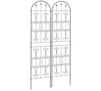 Outsunny Lot de 2 Supports pour Plantes grimpantes, Treillis de Jardin avec Motifs de volutes, pour légumes, vignes, Fleurs, en métal, 50 x 220 cm, Noir