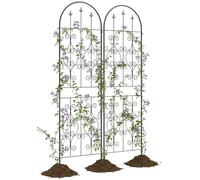 Outsunny Lot de 2 Supports pour Plantes Grimpantes, Treillis de Jardin avec Motifs de Volutes, pour Légumes, Vignes, Fleurs, en Métal, 50 x 180 cm, Noir