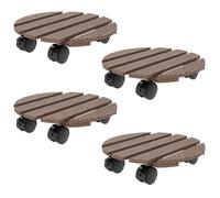 Outsunny – Lot de 4 supports ronds pour plantes avec roulettes intérieur/extérieur