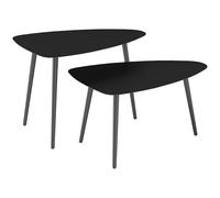 Outsunny Lot de 2 tables basses de balcon en acier - Résistantes aux intempéries - Design géométrique - Pour extérieur, jardin, terrasse, balcon - Noir