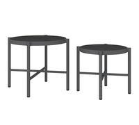 Outsunny Lot de 2 Tables Basses de Jardin gigognes avec Plateau en Verre trempé, Cadre en Aluminium pour Balcon, Patio, Porche, Noir