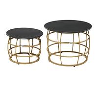 Outsunny Lot de 2 tables d'appoint avec table basse en métal tressé à la main pour jardin, balcon, Ø 46+Ø60 cm, sable