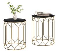 Outsunny Lot de 2 tables d'appoint de jardin gigognes avec dessus en carreaux de céramique, petites tables de jardin pour intérieur et extérieur, tables d'appoint multifonctionnelles avec cadre en