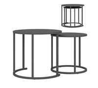 Outsunny Lot de 2 tables d'appoint empilables rondes, résistantes aux intempéries, en acier, peu encombrantes, pour salon, bureau, extérieur, intérieur, gris foncé