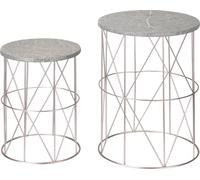 Outsunny Lot de 2 tables d'appoint panier métallique panier métallique or rose gris