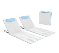 Outsunny Lot de 2 Tapis de Plage Pliables Tapis de Plage inclinable à 5 Niveaux avec Appui-tête et Sac de Transport 134x48x33-43 cm Beige