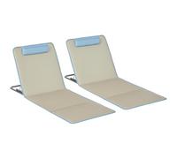 Outsunny Lot de 2 Tapis de Plage Pliants 124x53x35-45cm Beige