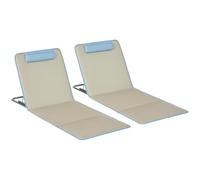 Outsunny – Lot de 2 matelas de plage pliants, dossier 5 positions, appui‑tête, sac, 124×53×35‑45 cm