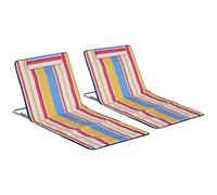 Outsunny Lot de 2 Tapis de Plage Pliants 124x53x35-45cm Multicolore