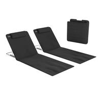 Outsunny Lot de 2 Tapis de Plage Rembourré Dossier Inclinable Métal Noir | Matelas de Plage, Multi-Positions, Sac Transport Inclus, Polyester PE