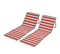 Outsunny Lot de 2 tapis de plage rembourré matelas de plage dossier inclinable multi-positions 142 x 51 x 40 cm blanc et rouge